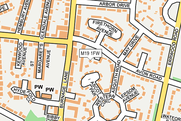 M19 1FW map - OS OpenMap – Local (Ordnance Survey)