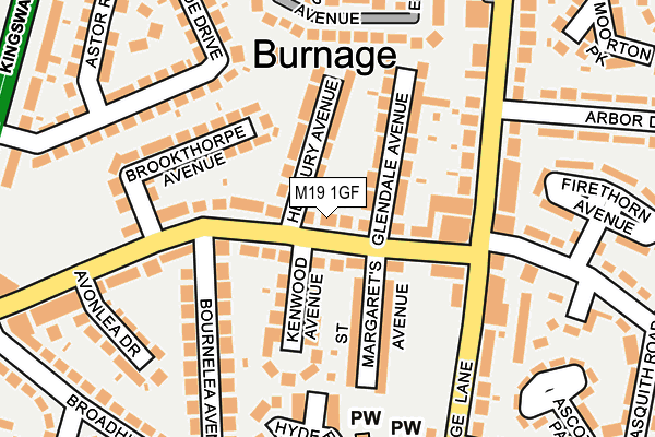 M19 1GF map - OS OpenMap – Local (Ordnance Survey)