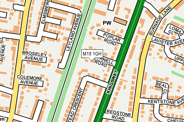 M19 1GH map - OS OpenMap – Local (Ordnance Survey)