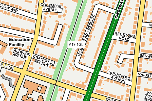 M19 1GL map - OS OpenMap – Local (Ordnance Survey)