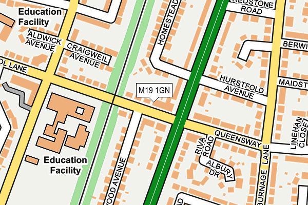 M19 1GN map - OS OpenMap – Local (Ordnance Survey)