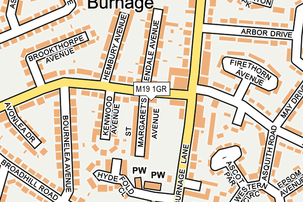 M19 1GR map - OS OpenMap – Local (Ordnance Survey)