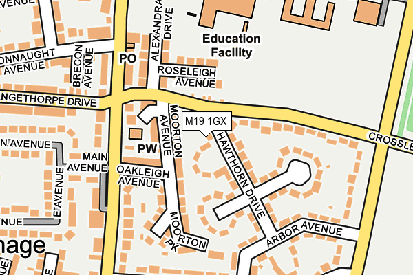 M19 1GX map - OS OpenMap – Local (Ordnance Survey)