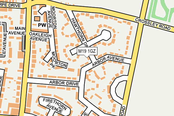 M19 1GZ map - OS OpenMap – Local (Ordnance Survey)