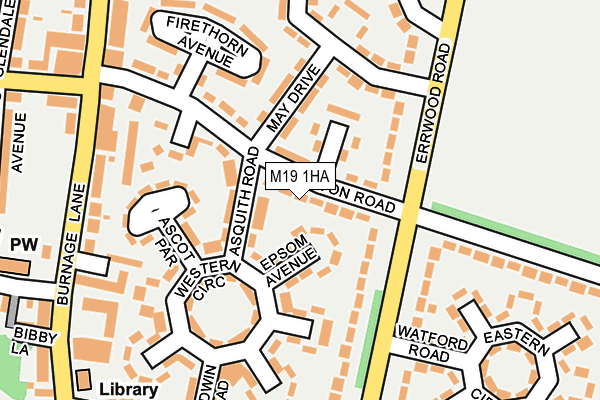 M19 1HA map - OS OpenMap – Local (Ordnance Survey)