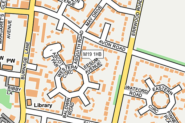 M19 1HB map - OS OpenMap – Local (Ordnance Survey)