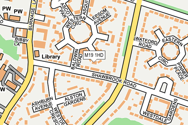 M19 1HD map - OS OpenMap – Local (Ordnance Survey)