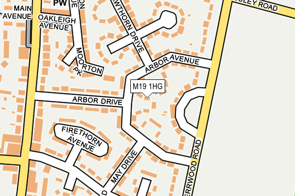 M19 1HG map - OS OpenMap – Local (Ordnance Survey)