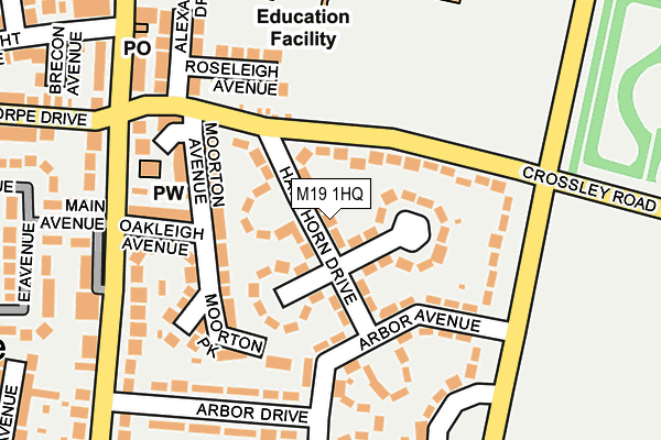 M19 1HQ map - OS OpenMap – Local (Ordnance Survey)