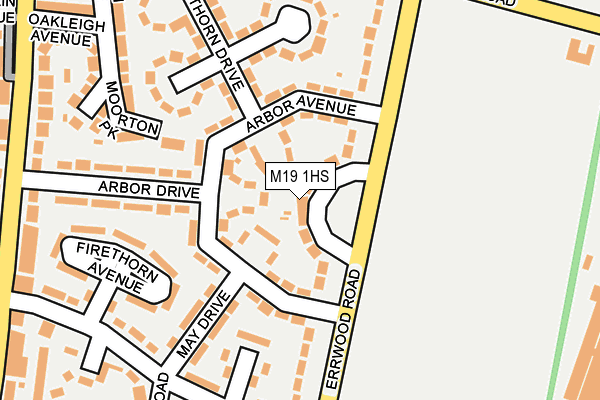 M19 1HS map - OS OpenMap – Local (Ordnance Survey)