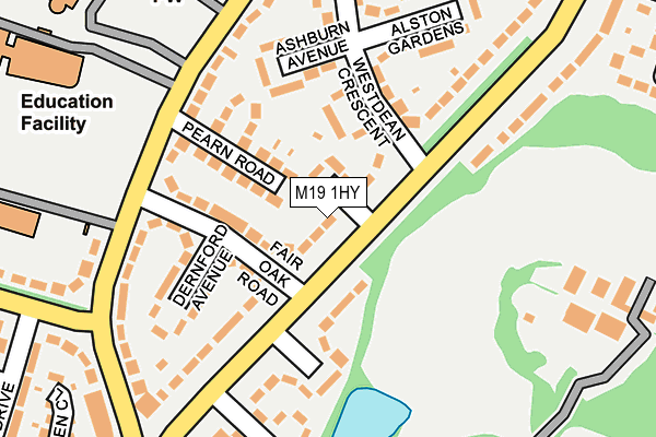 M19 1HY map - OS OpenMap – Local (Ordnance Survey)