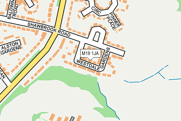 M19 1JA map - OS OpenMap – Local (Ordnance Survey)