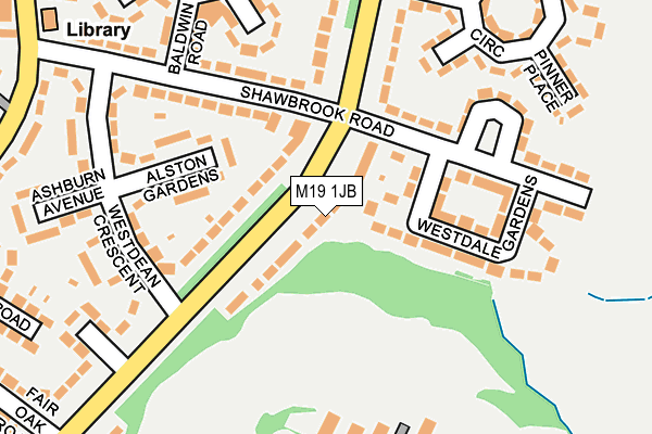 M19 1JB map - OS OpenMap – Local (Ordnance Survey)