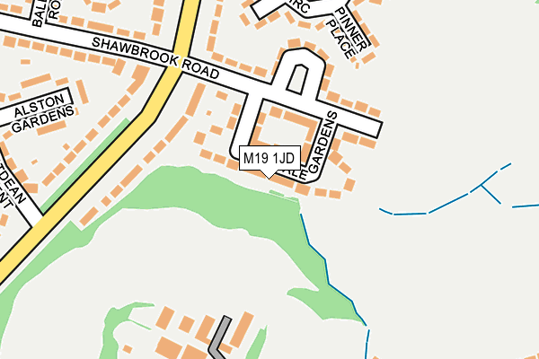 M19 1JD map - OS OpenMap – Local (Ordnance Survey)