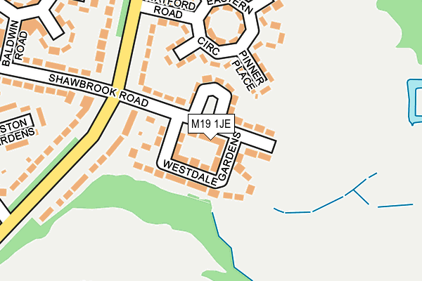 M19 1JE map - OS OpenMap – Local (Ordnance Survey)