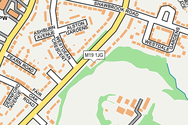 M19 1JG map - OS OpenMap – Local (Ordnance Survey)