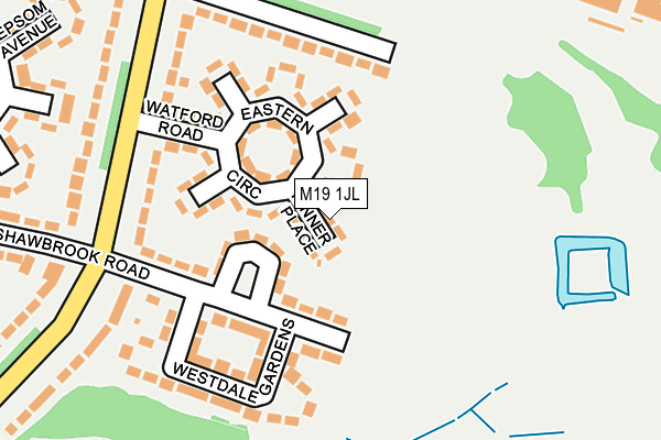M19 1JL map - OS OpenMap – Local (Ordnance Survey)