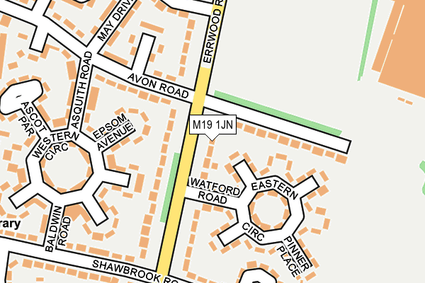 M19 1JN map - OS OpenMap – Local (Ordnance Survey)