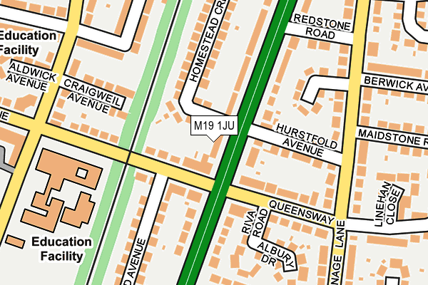 M19 1JU map - OS OpenMap – Local (Ordnance Survey)
