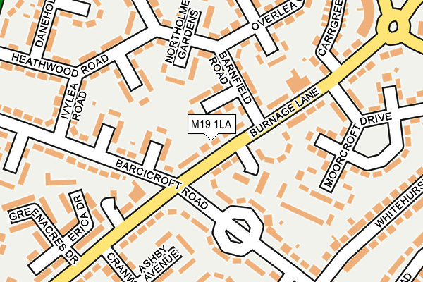 M19 1LA map - OS OpenMap – Local (Ordnance Survey)