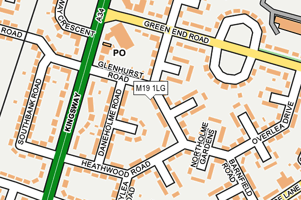 M19 1LG map - OS OpenMap – Local (Ordnance Survey)