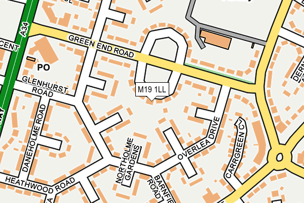 M19 1LL map - OS OpenMap – Local (Ordnance Survey)