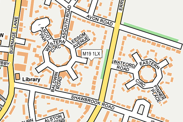 M19 1LX map - OS OpenMap – Local (Ordnance Survey)
