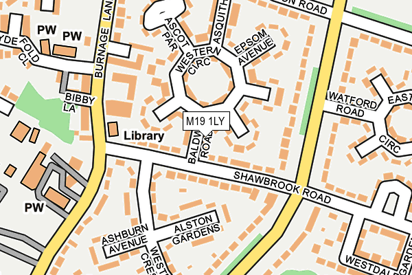 M19 1LY map - OS OpenMap – Local (Ordnance Survey)