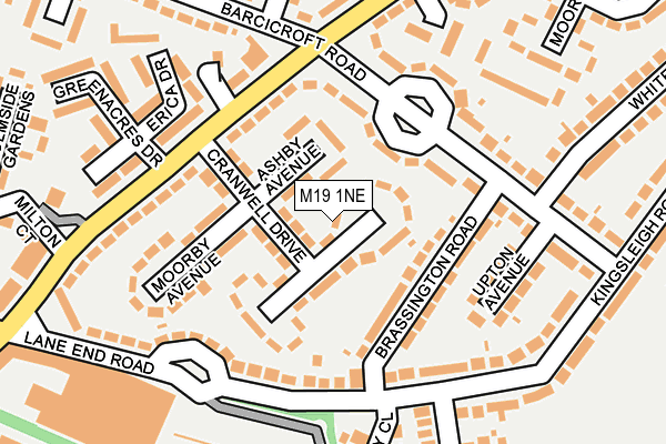 M19 1NE map - OS OpenMap – Local (Ordnance Survey)