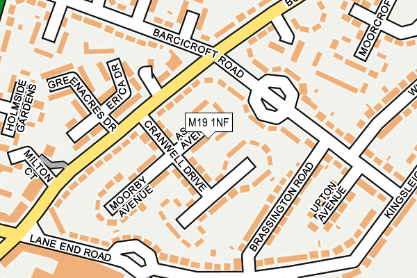 M19 1NF map - OS OpenMap – Local (Ordnance Survey)