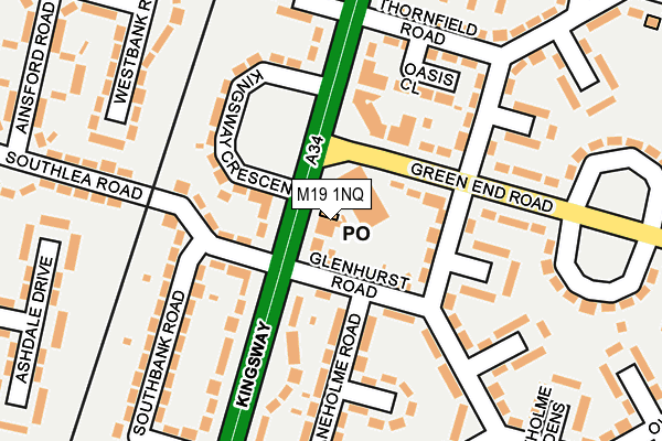 M19 1NQ map - OS OpenMap – Local (Ordnance Survey)