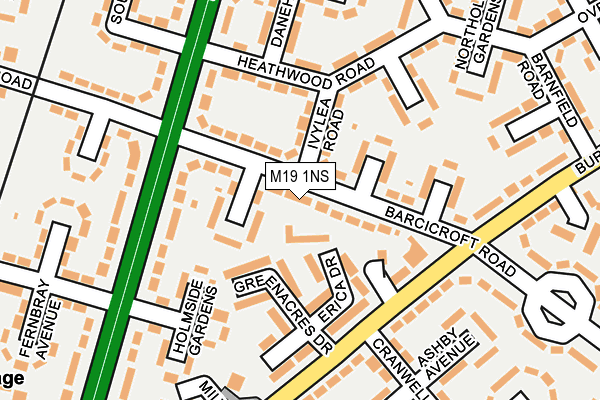 M19 1NS map - OS OpenMap – Local (Ordnance Survey)