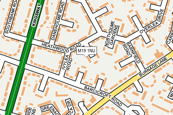 M19 1NU map - OS OpenMap – Local (Ordnance Survey)