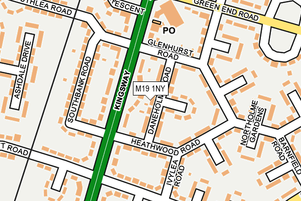 M19 1NY map - OS OpenMap – Local (Ordnance Survey)