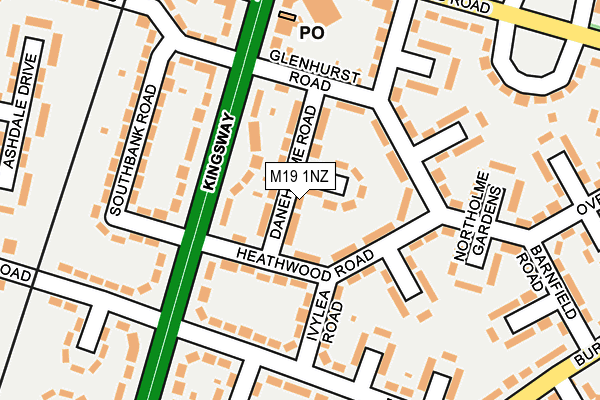 M19 1NZ map - OS OpenMap – Local (Ordnance Survey)