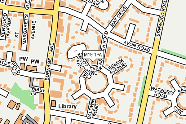 M19 1PA map - OS OpenMap – Local (Ordnance Survey)