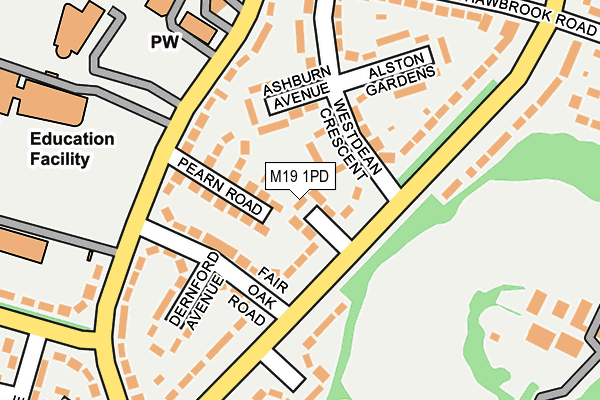 M19 1PD map - OS OpenMap – Local (Ordnance Survey)