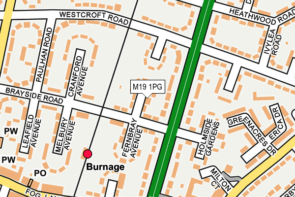 M19 1PG map - OS OpenMap – Local (Ordnance Survey)