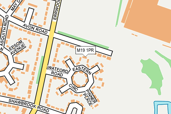 M19 1PR map - OS OpenMap – Local (Ordnance Survey)