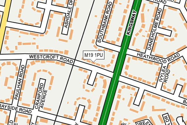 M19 1PU map - OS OpenMap – Local (Ordnance Survey)