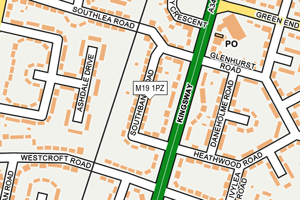 M19 1PZ map - OS OpenMap – Local (Ordnance Survey)