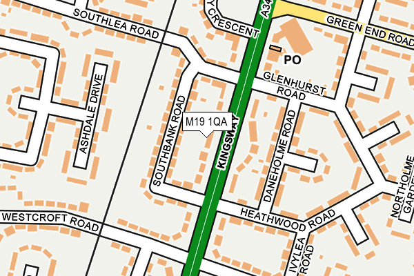 M19 1QA map - OS OpenMap – Local (Ordnance Survey)