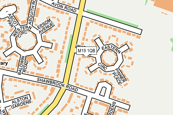 M19 1QB map - OS OpenMap – Local (Ordnance Survey)