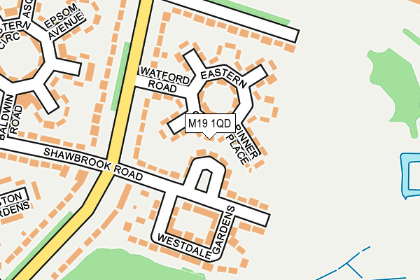 M19 1QD map - OS OpenMap – Local (Ordnance Survey)