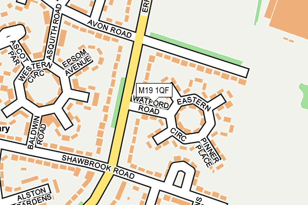 M19 1QF map - OS OpenMap – Local (Ordnance Survey)