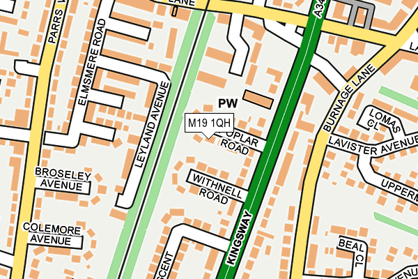 M19 1QH map - OS OpenMap – Local (Ordnance Survey)