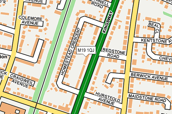 M19 1QJ map - OS OpenMap – Local (Ordnance Survey)