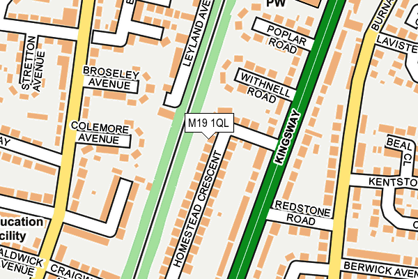 M19 1QL map - OS OpenMap – Local (Ordnance Survey)