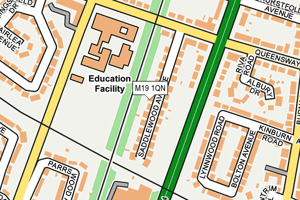 M19 1QN map - OS OpenMap – Local (Ordnance Survey)