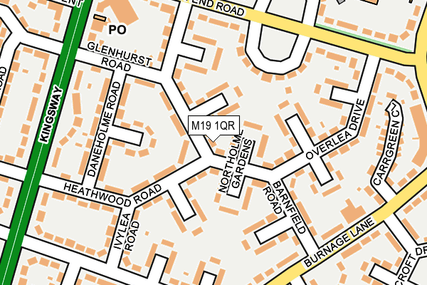 M19 1QR map - OS OpenMap – Local (Ordnance Survey)